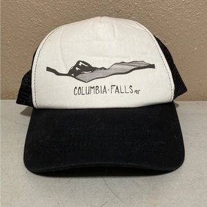 Columbia Falls MT White Black Mesh Snapback Trucker Hat Cap Adjustable